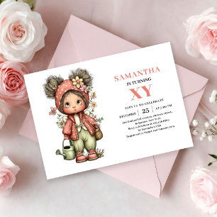 Whimsical Fairy Girl Birthday Floral Pink invites