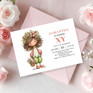 Whimsical Fairy Girl Birthday Pastel Floral Pink   Invitation