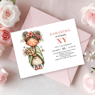 Whimsical Fairy Girl Birthday Pink Floral Magic Invitation