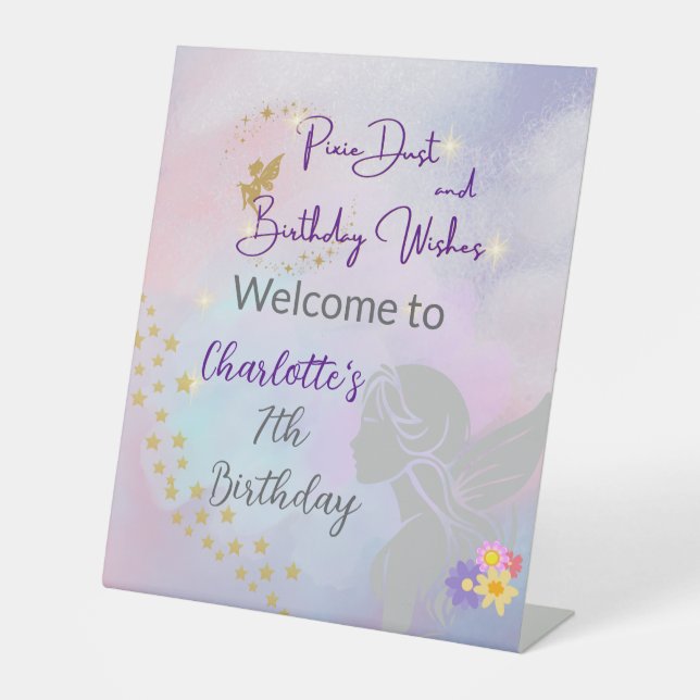 Whimsical Fairy Girl Welcome Pedestal Sign (Front)