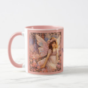 Whimsical Fairy in Dreamy Pink Floral Garden Mug