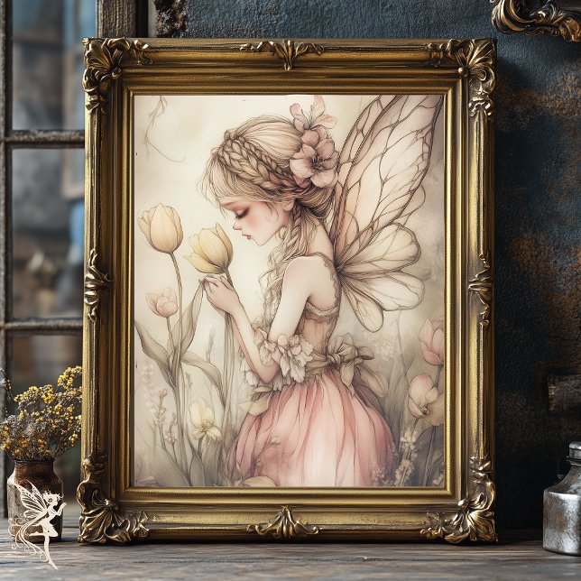 Whimsical  Fairy in Field of Flowers Decoupage  Tissue Paper (Creator Uploaded)