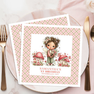 Whimsical Fairy Invitation Pink Flowers Custom Napkin