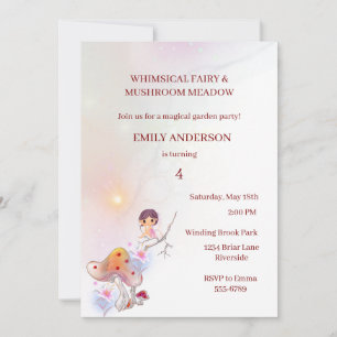 Whimsical Fairy Magical 4th Birthday Invitation 