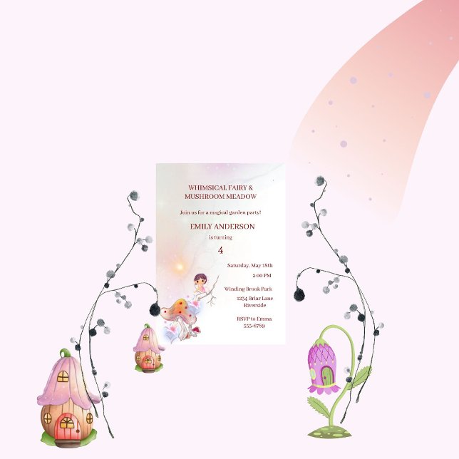 Whimsical Fairy Magical 4th Birthday Invitation  (Creator Uploaded)