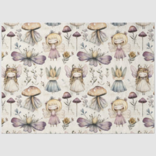 Whimsical Fairy & Mushroom Flower Garden Decoupage Tissue Paper