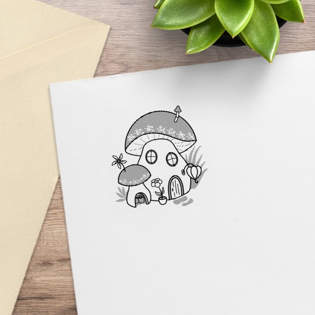Whimsical Fairy Mushroom House 1x1 Rubber Stamp (Creator Uploaded)