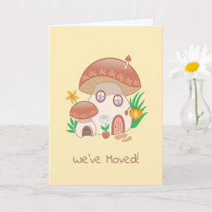 Whimsical Fairy Mushroom House We Moved Yellow Car Card