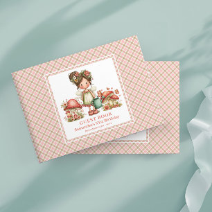Whimsical Fairy Pink Flowers Mushroom Guest Book