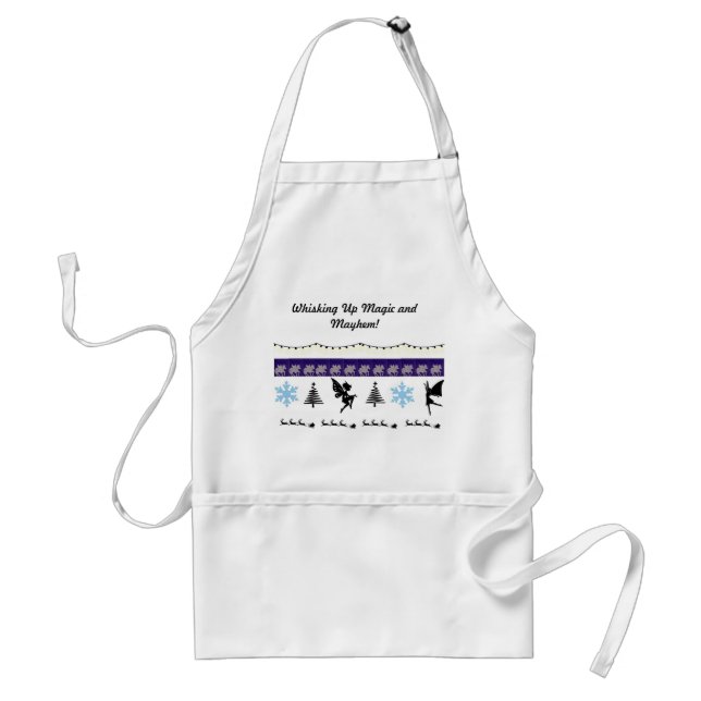 Whimsical , fairy , santa, string lights, snow  standard apron (Front)