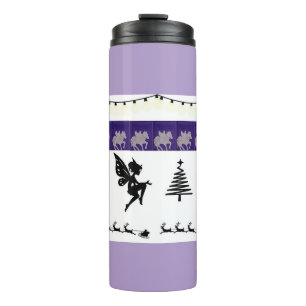 Whimsical , fairy , santa, string lights, snow thermal tumbler