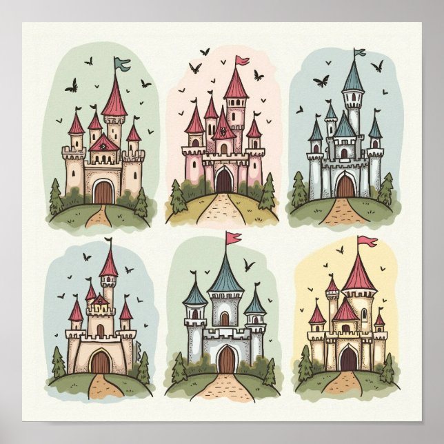 Whimsical Fairy Tale Castles Poster (Front)