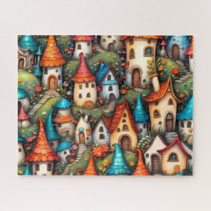 Whimsical Fairy Tale Houses Pattern Jigsaw Puzzle