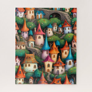 Whimsical Fairy Tale Houses Village Jigsaw Puzzle