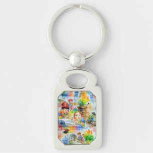 Whimsical Fairy Tale Illustration Key Ring