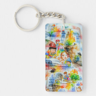 Whimsical Fairy Tale Illustration Key Ring
