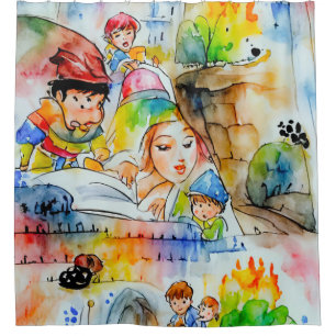 Whimsical Fairy Tale Illustration Shower Curtain