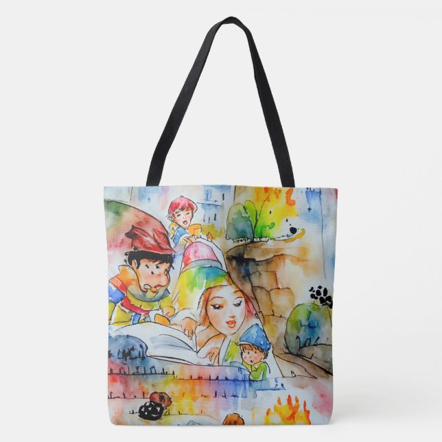 Whimsical Fairy Tale Illustration Tote Bag (Front)
