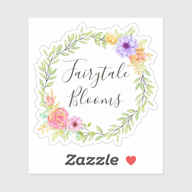 Whimsical Fairy Tale Roses Floral Wreath Name Logo (Sheet)