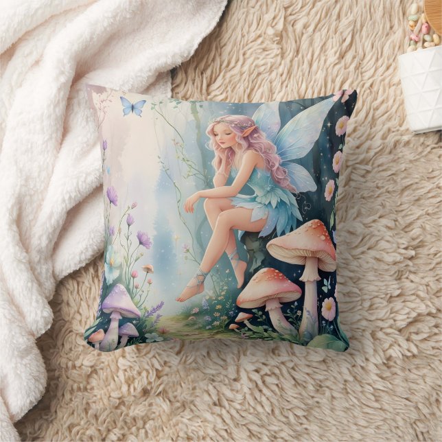 Whimsical Fairy Throw Pillow  (Blanket)