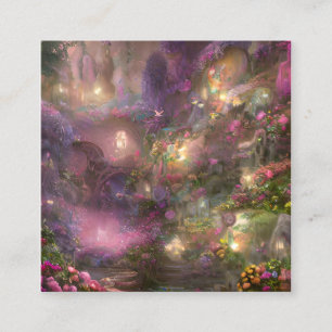 Whimsical Fairyland Background Square Business Card