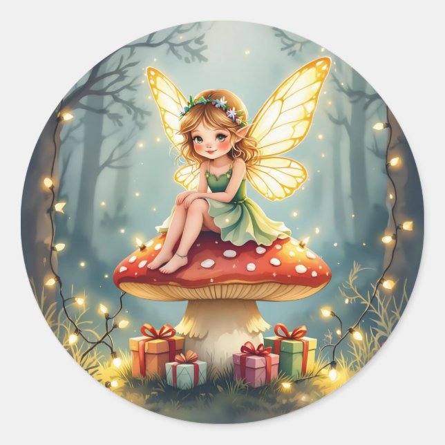 Whimsical Fairytale Christmas  Classic Round Sticker (Front)