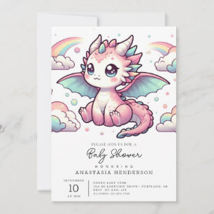 Whimsical Fairytale Dragon Baby Shower Invitation