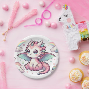 Whimsical Fairytale Dragon Baby Shower Paper Plate