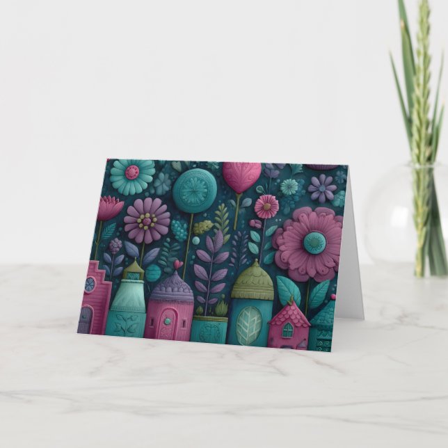 Whimsical Fairytale Floral Pattern Card (Front)