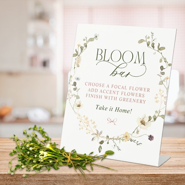 Whimsical Fairytale Garden & Bows Bloom Bar Pedestal Sign (Creator Uploaded)