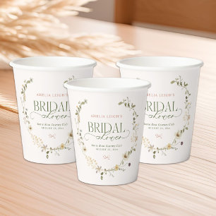 Whimsical Fairytale Garden & Bows Bridal Shower Paper Cups