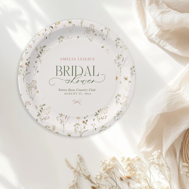 Whimsical Fairytale Garden & Bows Bridal Shower Paper Plate (Creator Uploaded)