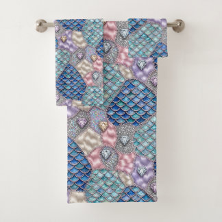 Whimsical Fairytale | Mermaid Unicorn Patchwork Bath Towel Set