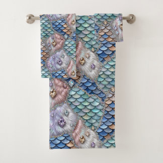 Whimsical Fairytale | Mermaid Unicorn Patchwork Bath Towel Set