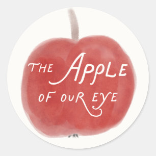 Whimsical Fall Apple of Our Eye Baby Shower  Classic Round Sticker