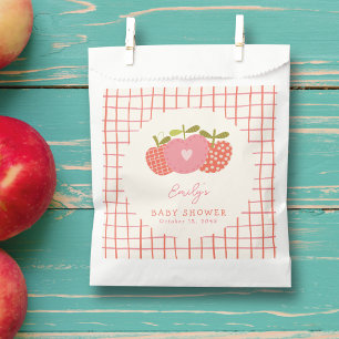Whimsical Fall Apple Theme Baby Shower Pink Red Favour Bags