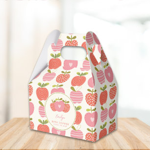 Whimsical Fall Apple Theme Baby Shower Pink Red Favour Box