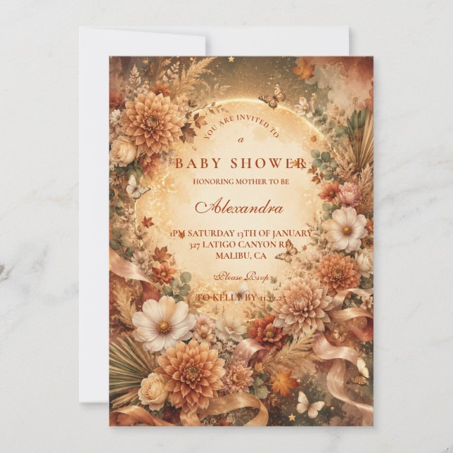 Whimsical Fall Boho Baby Shower Invitation (Front)