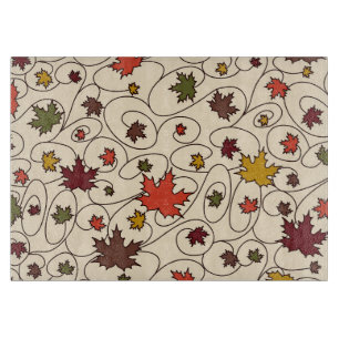 Whimsical Fall Curly Maple Leaf Pattern Cutting Board