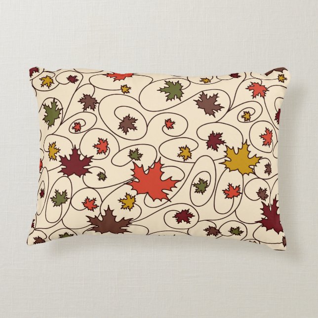 Whimsical Fall Curly Maple Leaf Pattern Decorative Cushion (Back)