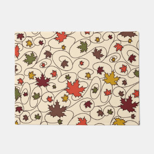 Whimsical Fall Curly Maple Leaf Pattern Doormat
