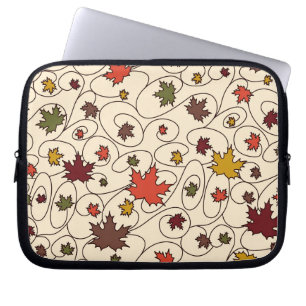 Whimsical Fall Curly Maple Leaf Pattern Laptop Sleeve