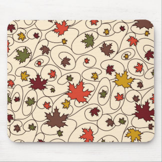 Whimsical Fall Curly Maple Leaf Pattern Mouse Mat