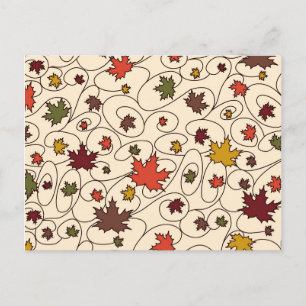 Whimsical Fall Curly Maple Leaf Pattern Postcard