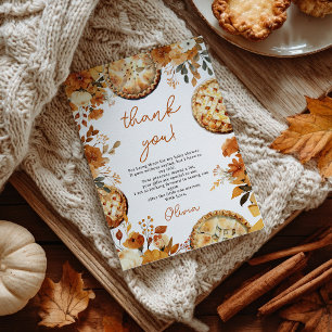 Whimsical Fall Floral Little Cutie Pie Baby Shower Thank You Card