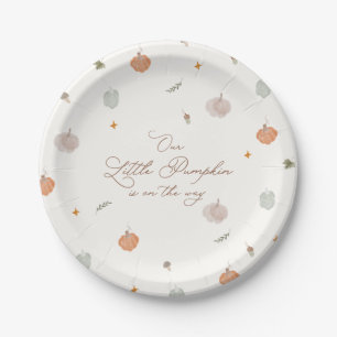 Whimsical Fall Little Pumpkin Baby Shower Paper Plate