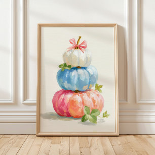 Whimsical Fall Pastel Pumpkin Stack Poster