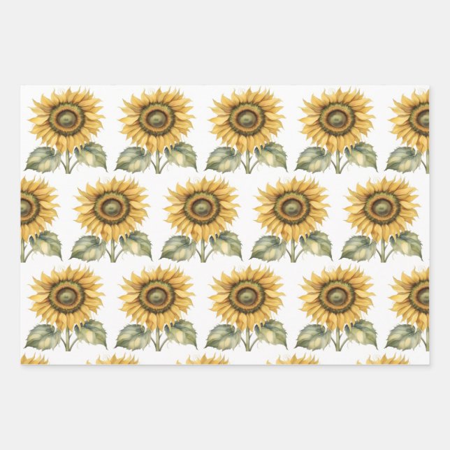 Whimsical Fall, Sunflowers, Frogs, Cat Witch,  Wrapping Paper Sheet (Front)