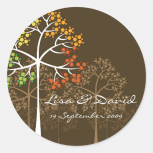 Whimsical Fall Trees Modern Autumn Wedding Sticker