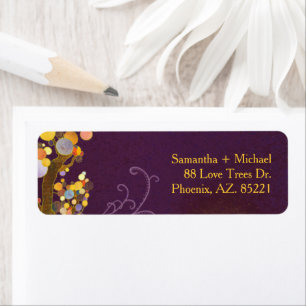 Whimsical Fall Trees Purple Wedding Address
